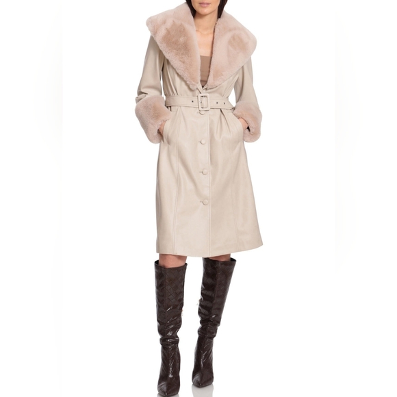 Avec Les Filles Jackets & Blazers - NWT AVEC LES FILLES | Faux-fur Trimmed Faux-leather Trench Coat